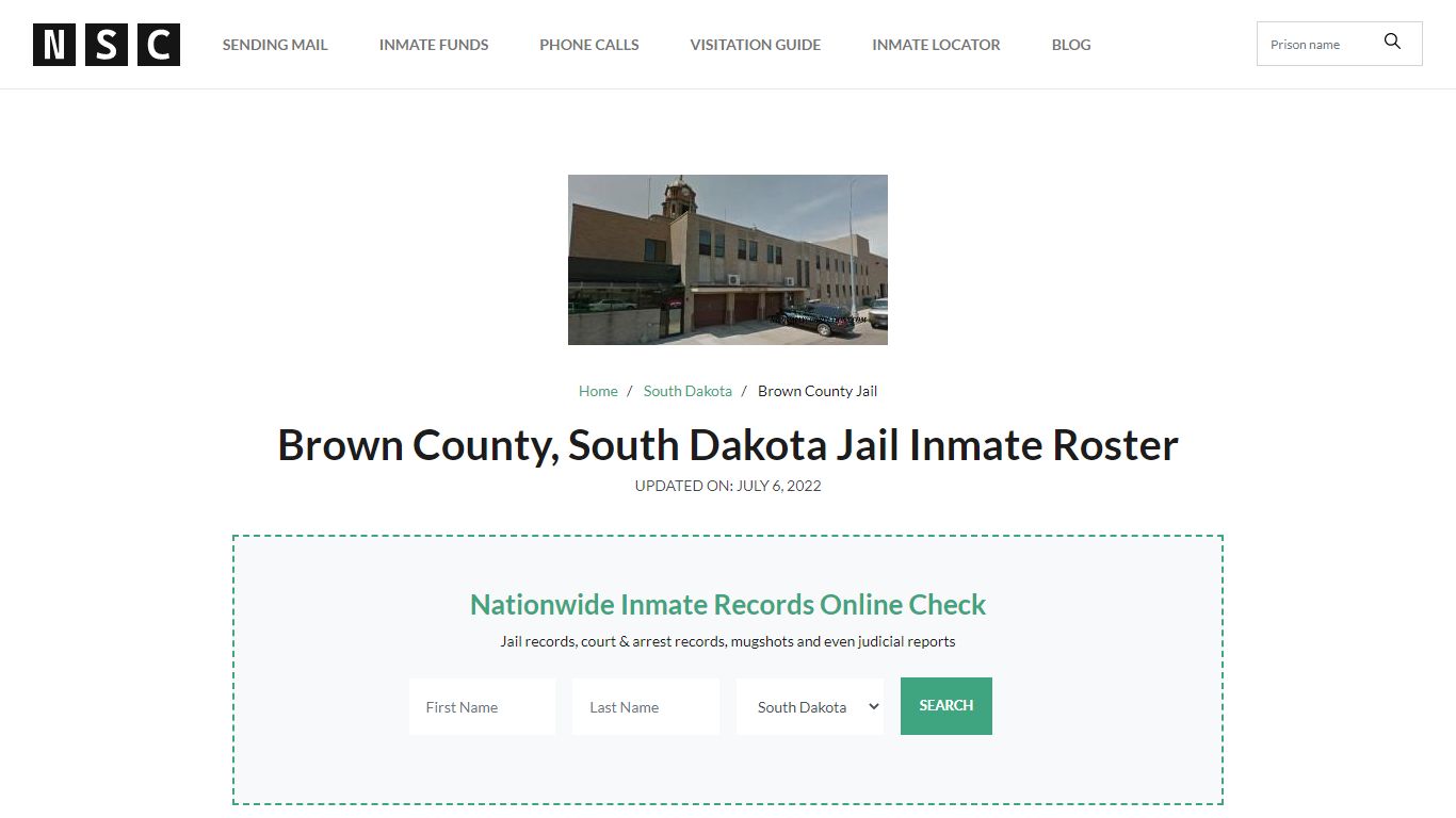 Brown County, South Dakota Jail Inmate List